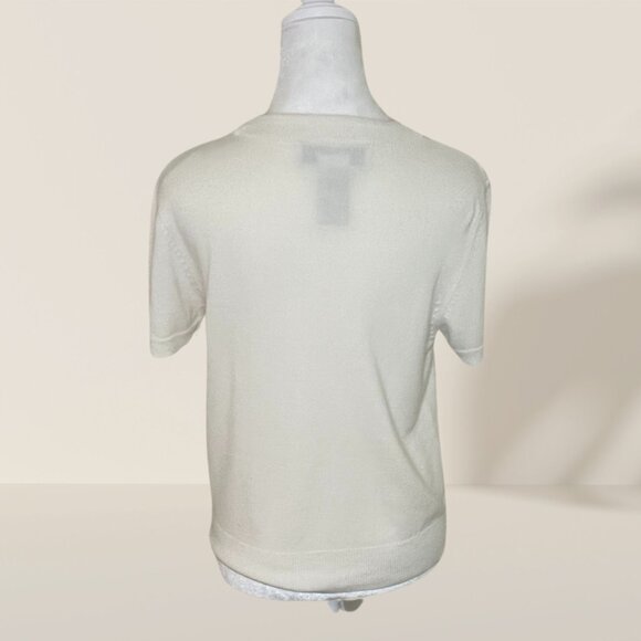 Sag Harbor Petite Cream Short Sleeve Sweater - Size PM - Picture 3 of 5